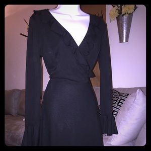 Flounce sleeve knee length dress